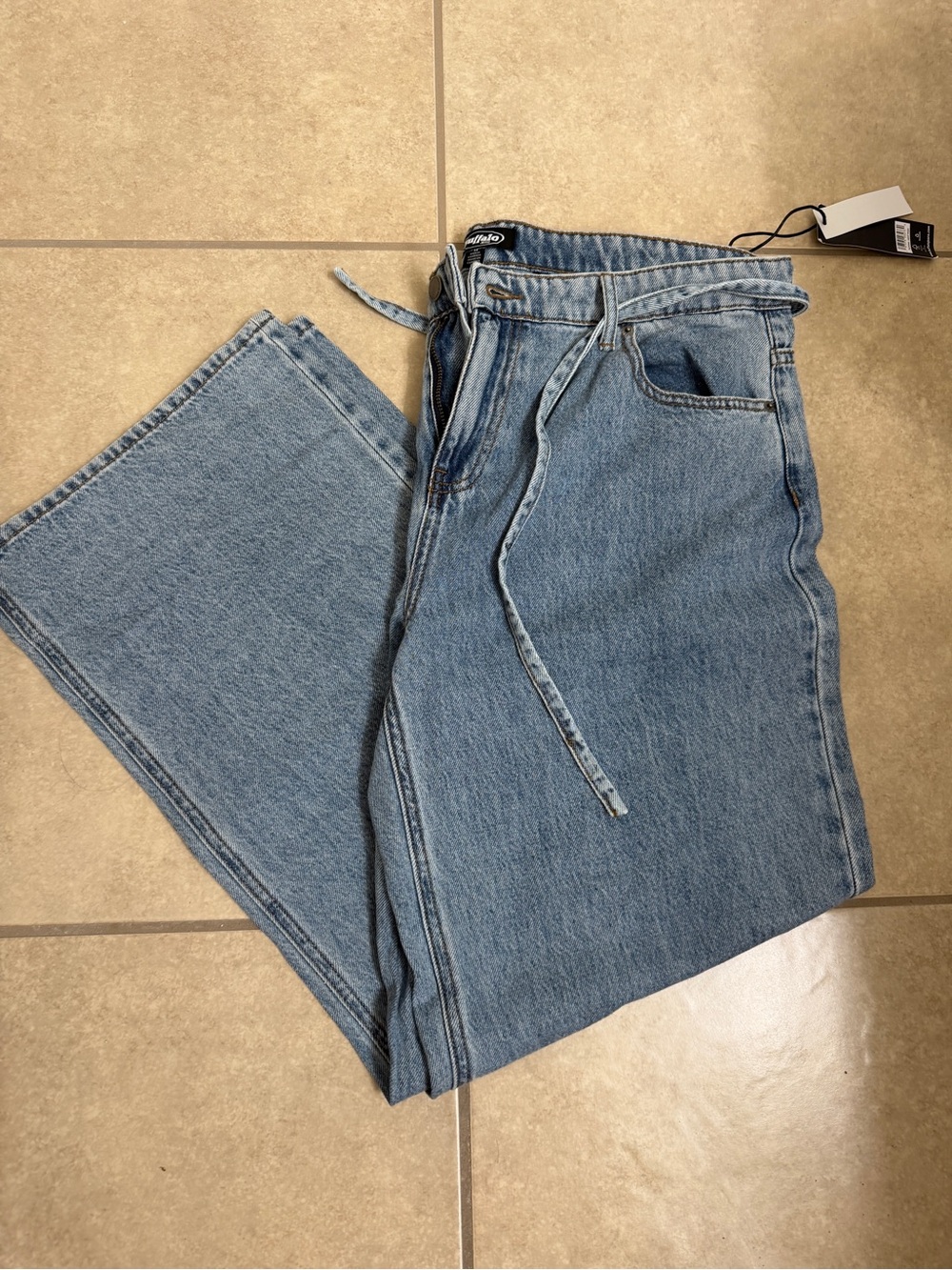 Buffalo David Bitton Pale Blue High-Waist Wide Leg Jeans